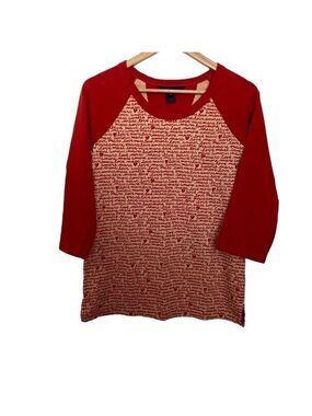 MARC by Marc Jacobs raglan shirt red cream in medium cozy casual 3/4 sleeves